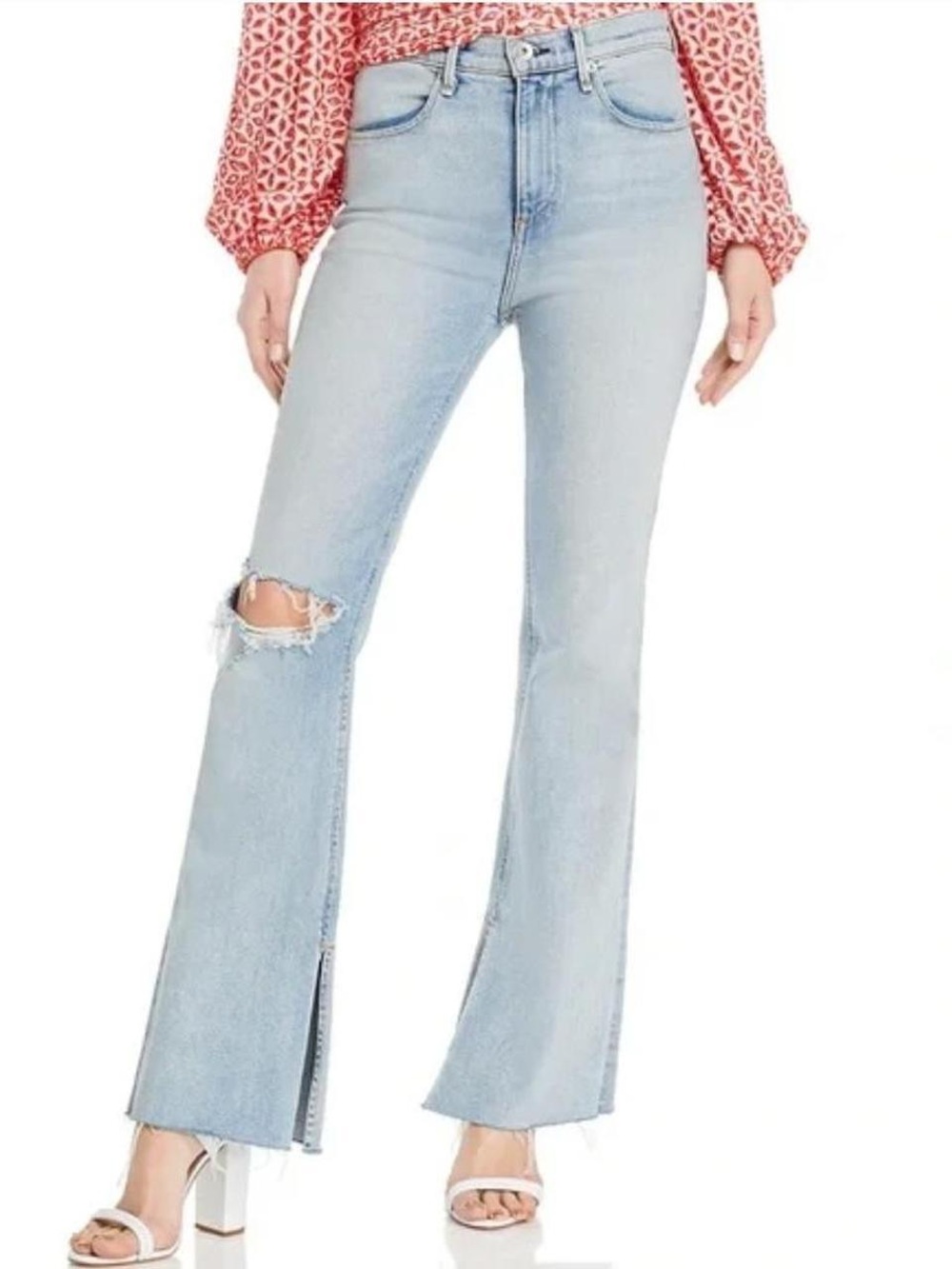 rag & bone Light Blue Split-Hem boot cut Jeans